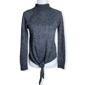 Molly Bracken Premium ALPACA Wool-Blend Tie Front Turtleneck Sweater Womens Sz S